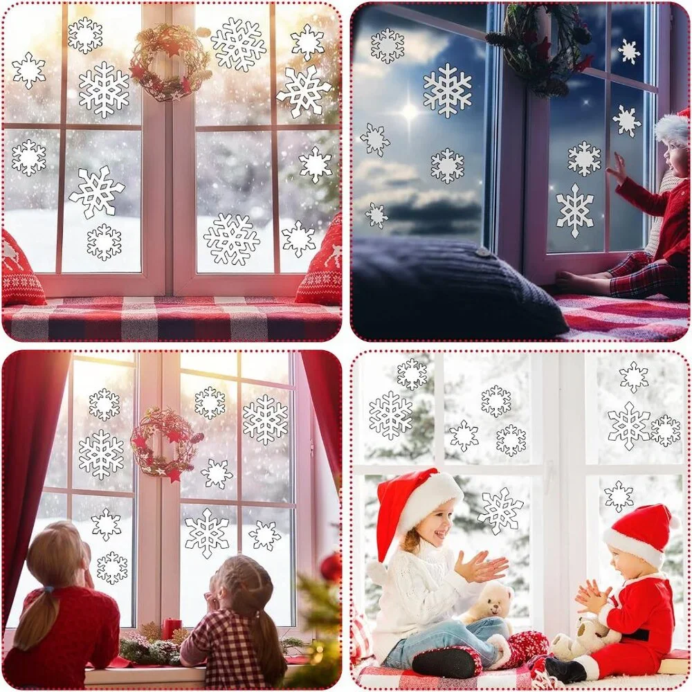 Festive 90 Pcs Snowflake Cutouts with Adhesive Dots - Perfect for Winter Themes